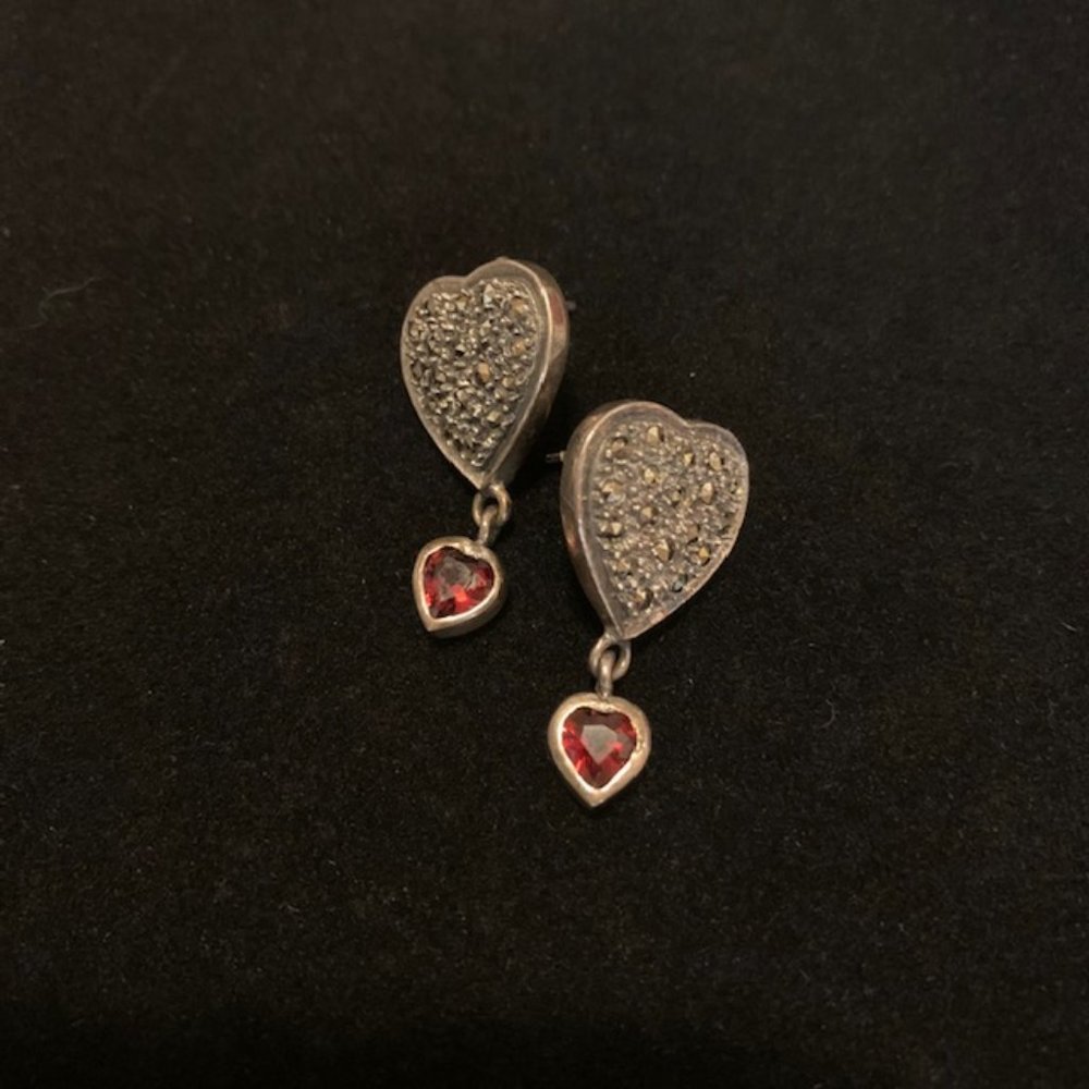 Double Heart Drop Earrings